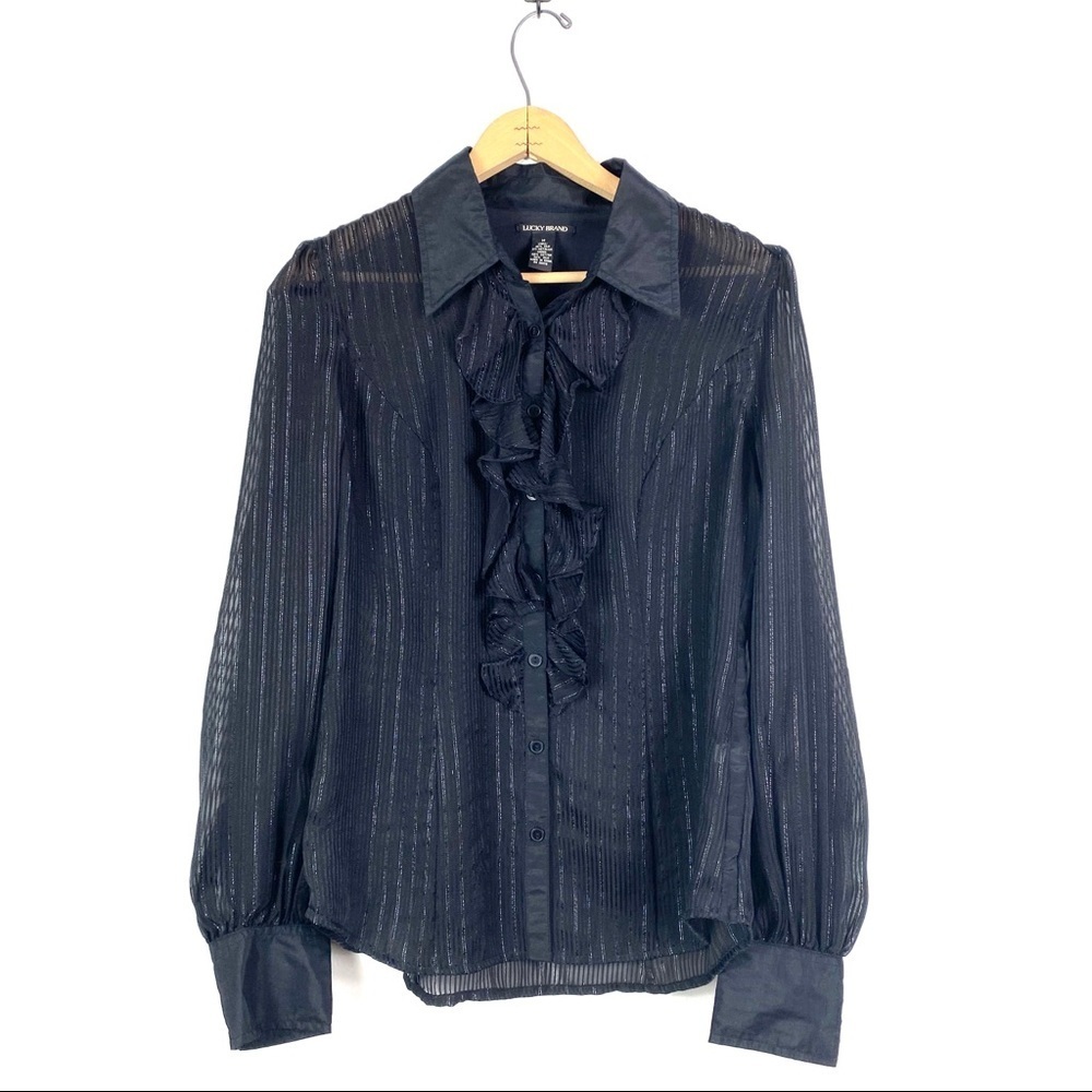 Lucky Brand | Metallic Stripe Button Down Top